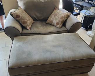 Oversized comfortable chair with ottoman.  