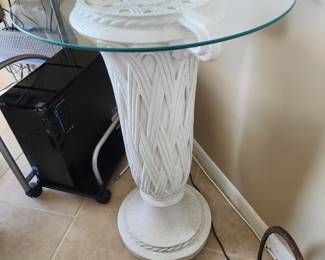 End table with glass top.  