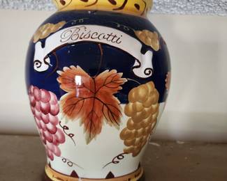 Vintage Nonni 12” Biscotti Tuscany Cookie Jar Canister w/ Lid.