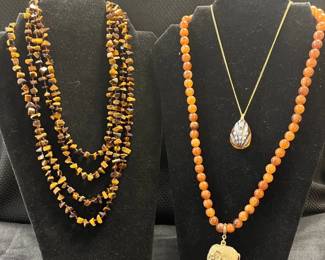 3 Brown Colored Necklaces