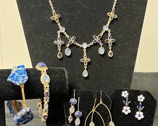 11 Blue Jewelry Items Some Stamped 925 Smokers House