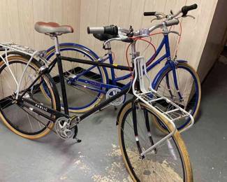 Vintage Blue And Black Public Bicycles 