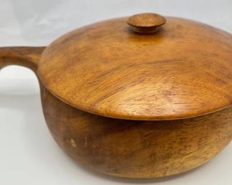 Mid Century Modern Hand Carved Wood Pot With Lid
Lot #: 124