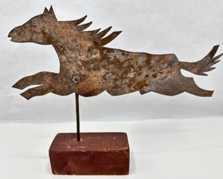 1970s Handmade African Vessel With Lid, Kenya & Folk Art Horse Weather Vane Remnant From The Smithsonian
Lot #: 27