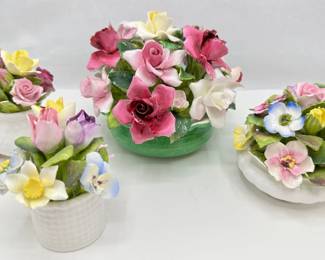 4 Vintage English Bone China Floral Figurines By Coalport & Crown Staffordshire
Lot #: 140