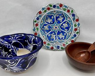 Hand Painted Ceramic Bowl From Turkey & 2 Sets Of Bowls With Matching Soup Spoons
Lot #: 41