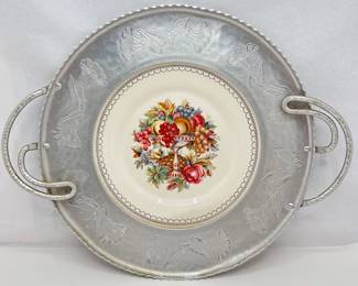 Vintage Triumph Limoges For Farberware Large Porcelain & Aluminum Platter With 22K Gold Accents
Lot #: 70