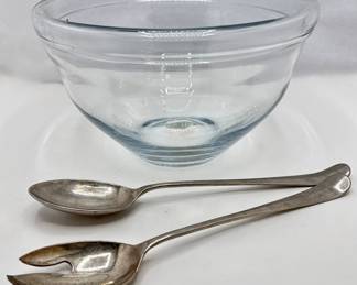 Vintage Large Hand Blown Serving Bowl & Set Extra Large Serving Spoons
Lot #: 92