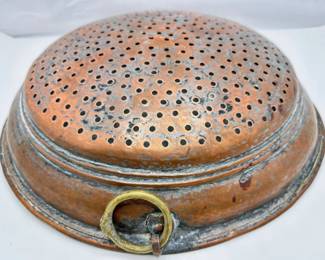 Vintage 1960s Copper Clad Large Colander With Brass Hook To Hang, Greece
Lot #: 28