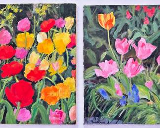 2 Joan Menschenfreund Oil Paintings On Canvas, Flowers, Unframed (See Artist's Bio)
Lot #: 147