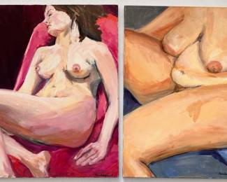 2 Joan Menschenfreund 2018 Original Oil Paintings On Canvas, Nudes, Unframed (See Artist's Bio)
Lot #: 149