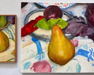 2 Joan Menschenfreund 2018 Original Oil Paintings On Canvas, Still Life Pears (See Artist's Bio)
Lot #: 85