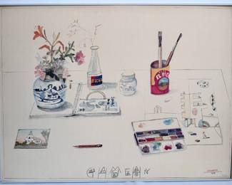 Saul Steinberg 1979 Large Exhibition Poster "Guild Hall Museum East Hampton New York," Framed Without Glass
Lot #: 7