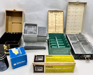 Vintage Agfascop Slide Viewer, 3 Slide Storage Boxes & Schneider Kreuznach Loupe
Lot #: 109