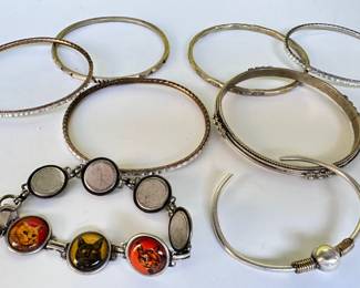 Bracelets, Bangles, 1 Cuff & 1 With Cats, Some Vintage
Lot #: 133