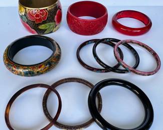 10 Bracelets & Bangles, Some Vintage, Some Wood
Lot #: 135