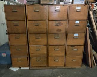 Vintage 1920's Golden Oak 4 Drawer Filing Cabinet - RECENTLY SOLD AT AUCTION FOR $600 EACH - (OUR PRICE - $100 EACH)