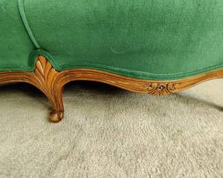 VINTAGE EMRALD GREEN SUADE GREEN COUCH  - $200