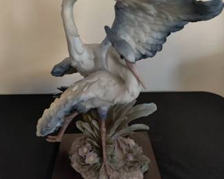 Italian Porcelain Great Blue Herons Figural Group - SOOLD AT AUCTION FOR $200 & $150 (OUR PRICE$75.00)