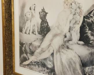 Framed "Perfect Harmony" (Scotty dogs) by Louis Icart (Art Deco era print) 1932