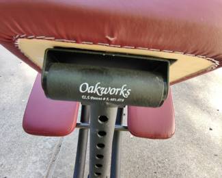 Oakworks Portal Pro ® Package, Ruby - (CURRENT RETAIL IS $523.61 W/O TAX) - (OUR PRICE - $250 W/NO TAX) The Oakworks Portal Pro® features TerraTouch™ Upholstery fabric that is earth-friendly and soft to the touch. With a light weight of just 19 lbs., built-in wheels, the Oakworks patented QuickLock™ Face Rest and a carry case included with every purchase, this chair is super-portable and storable. The Oakworks free instructional video demonstrates how to set up the chair, make adjustments, and fold down for transport.

Specifications:
Maximum Operating Weight: 350 lbs
U.S. Patent #5,401,078 and U.S. Patent #5,177,823