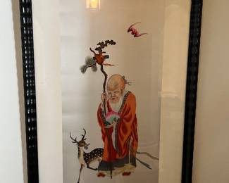 Chinese Immortal Zhang Lu Silk Embroidery Large
