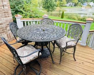 Wrought Iron Patio Table with 4 Chairs 