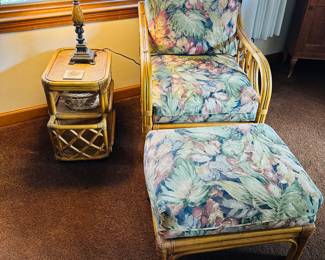 Rattan Chair with Ottoman 