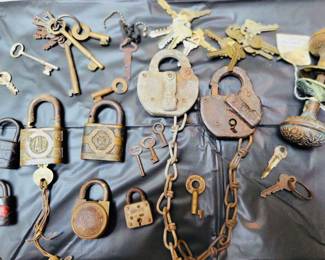 Antique Keys, Locks, Train Locks 