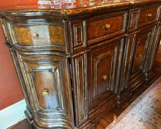 Marge Carson credenza/ buffet/ sideboard. Stone top. 79" wide.