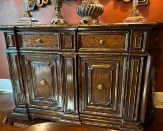 Marge Carson credenza/ buffet/ sideboard. Stone top. 79" wide.