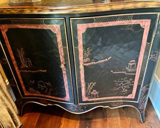pair of chinoiserie chests 42" wide x 21" deep, 34" wide 
