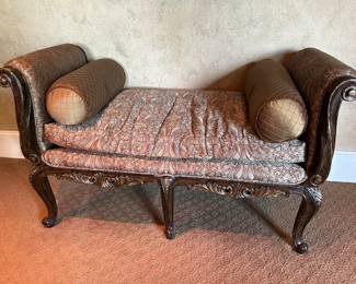 Rolling arm day bench, 56" wide, by Marge Carson