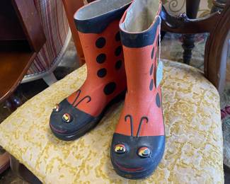 Ladybug Rubber Boots, Kids Size 12