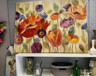 Signed, 39" x 30" Oil on Canvas, Poppies 