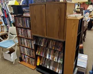 dvd's, vhs and cassettes, some 8-trak