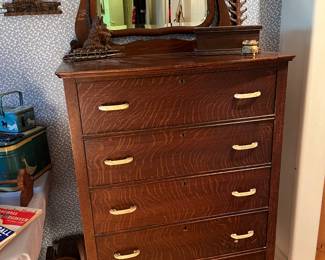 Antique chest of drawers with mirror