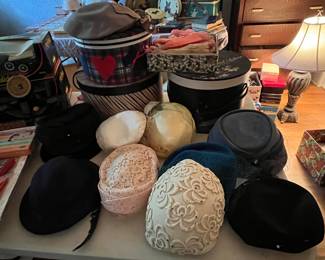 Vintage women's hats and hatboxes