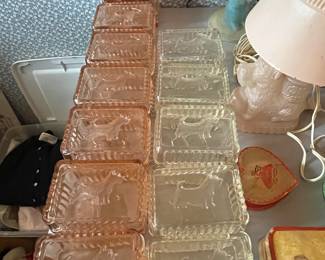 Pressed glass Scottie dog trinket boxes