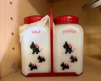 Vintage milk glass spice jars and holders galore!!