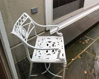 Cast Iron Patio Chair - Star and Dolphin Arm Chair with Filigree Seat