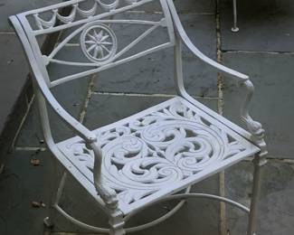 Cast Iron Patio Chair - Star and Dolphin Arm Chair with Filigree Seat