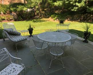 Vintage Patio Table w/ 4 Chairs, Tea / Bar Cart, Chaise Lounge