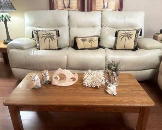 off white leather reclining sofa