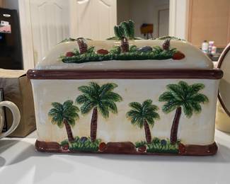 tropical palm tree bread box