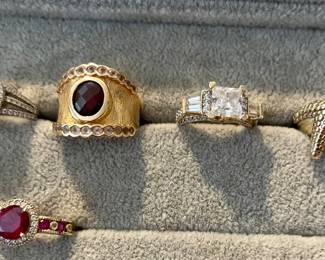 large collection of sterling and gold vermeil rings