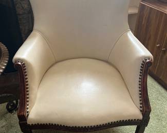 set of white leather chairs