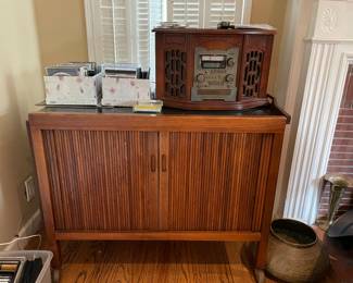 MCM Bar Cart, CD's, Record Player