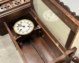 German pendulum "Vienna Regulator" style wall clock is by Gustav Becker (with the crown and GB marking - and GB initials side screen). It looks to date to early 20th century