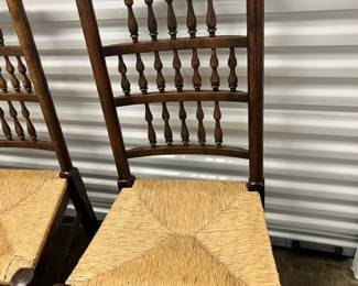 Vintage English Lancashire Spindle Dining Chairs, they are from the 1900s (20th Century), and are worth around $750 for your set of 4 today.
The style is known as English or Traditional today, and are timeless chairs.
